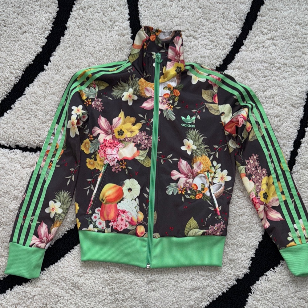Adidas Women's Rare Jardim Agharta collaboration zip up track jacket.